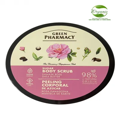 Tẩy da chết toàn thân Green Pharmacy hoa hồng Damask và bơ hạt mỡ 200ml