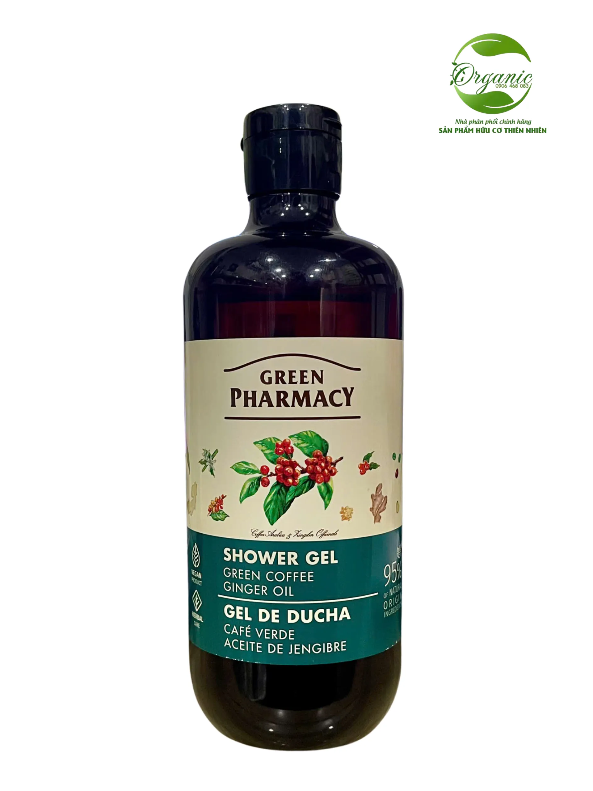 Gel tắm Green Pharmacy Cafe xanh và dầu gừng