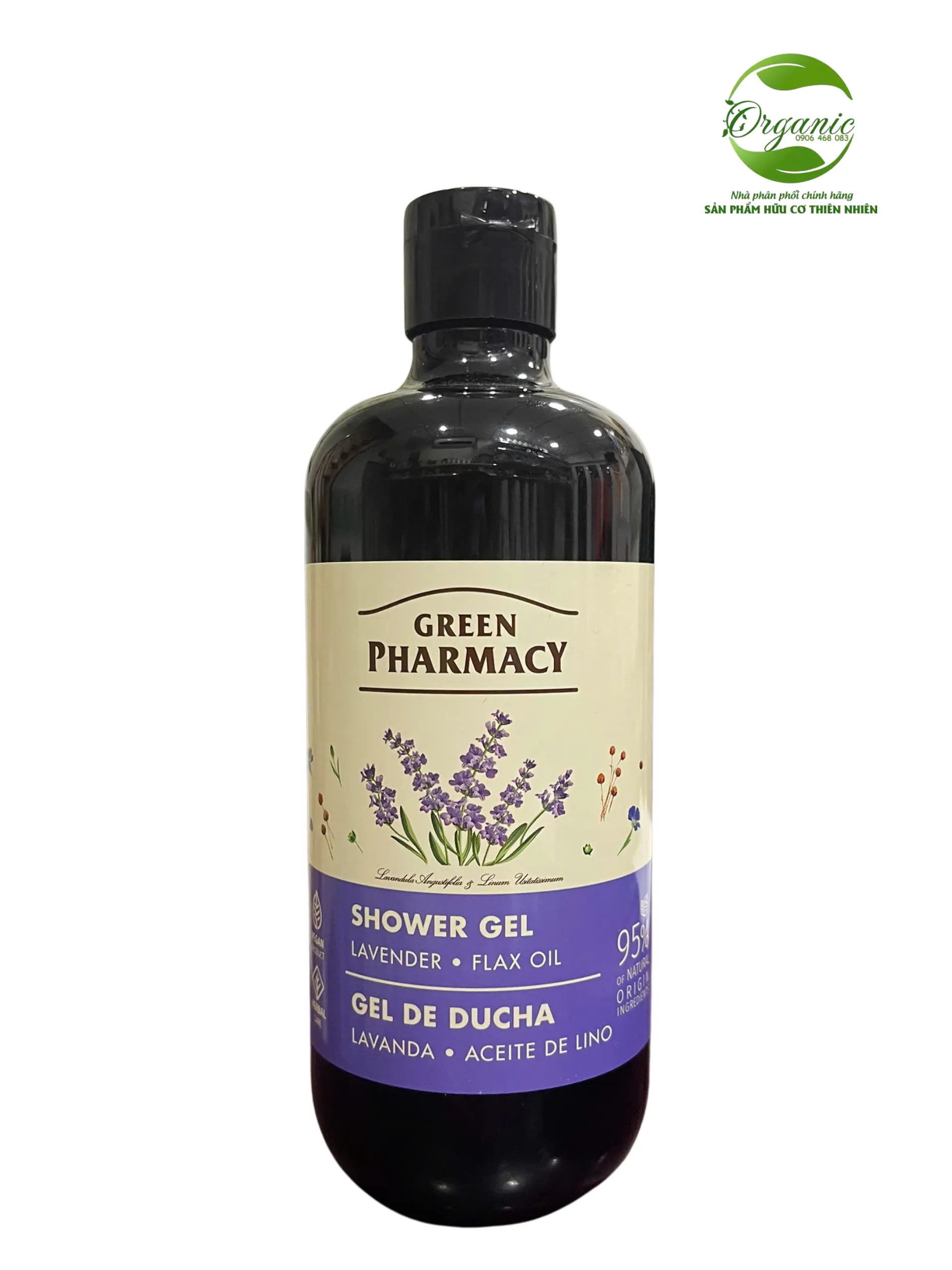 Gel tắm Green Pharmacy Hoa oải hương và dầu hạt lanh
