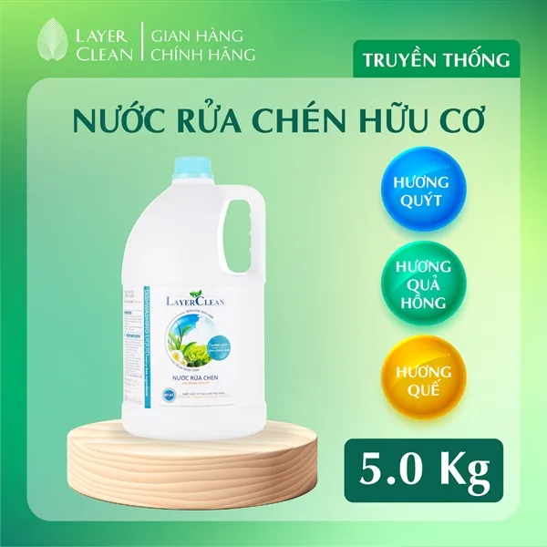 Nước rửa chén bát hữu cơ tinh chất trà xanh 5L hương quế