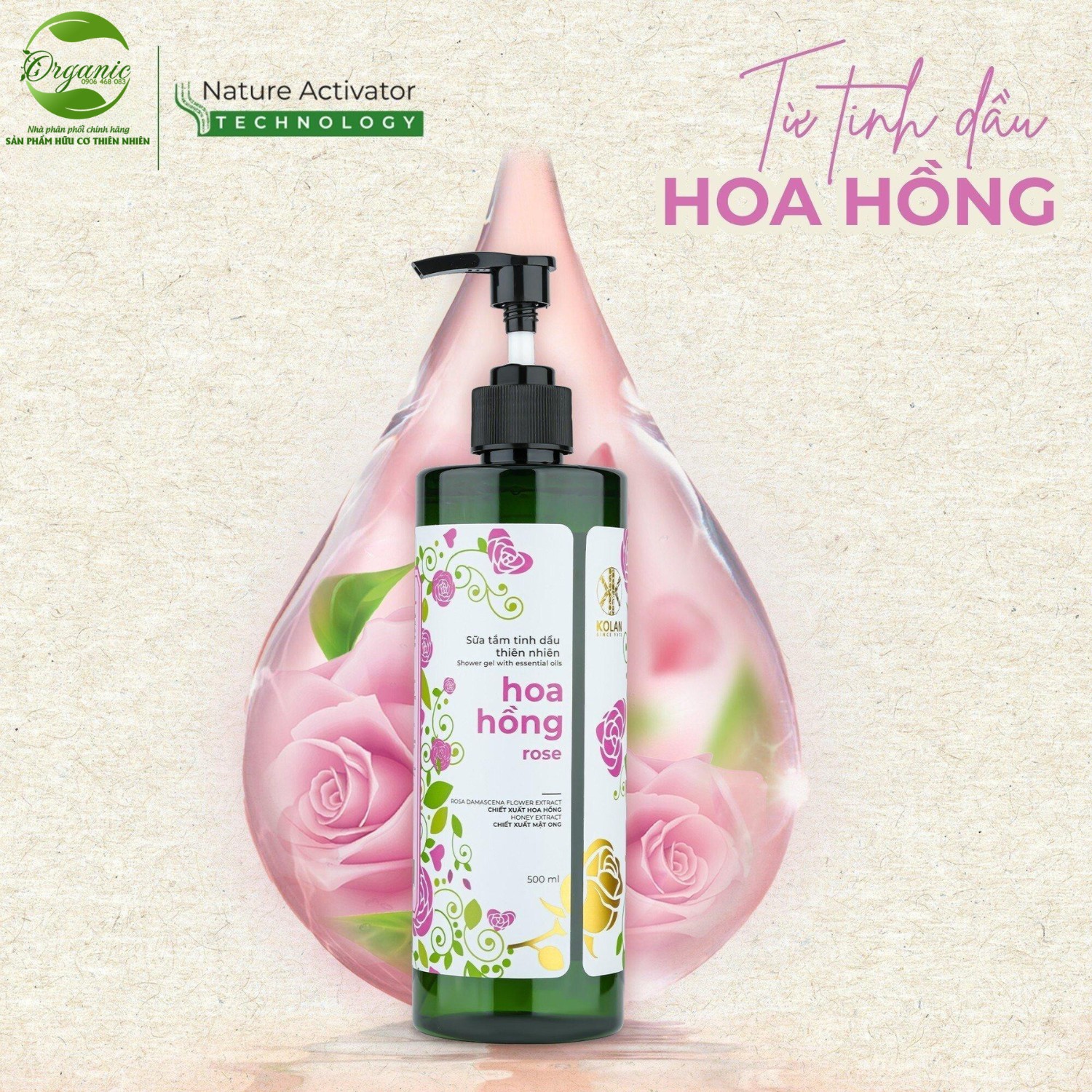 Sữa Tắm Body Shower Gel Hoa Hồng KOLAN 500 ml