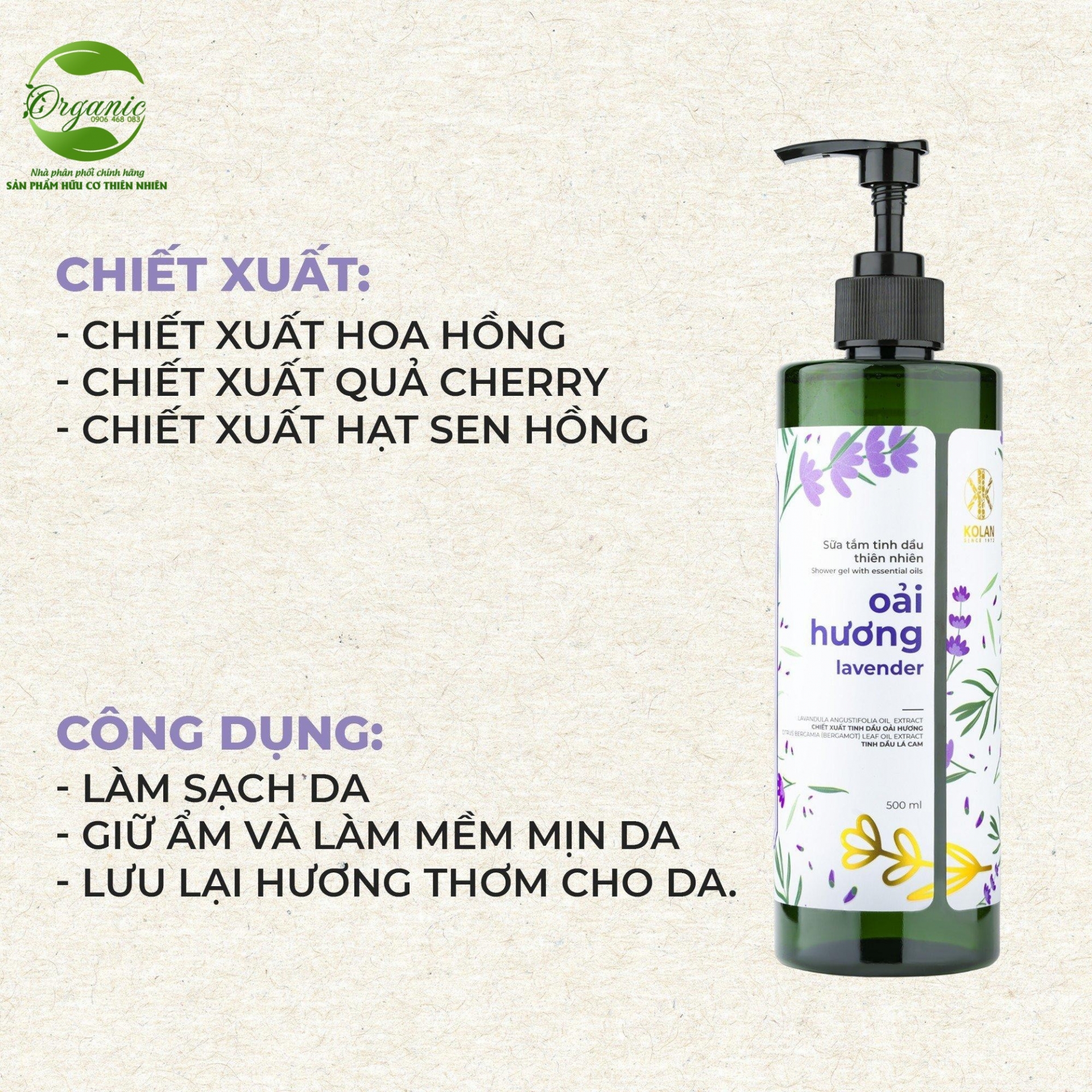 Sữa tắm Body Shower Gel Oải Hương KOLAN 500 ml