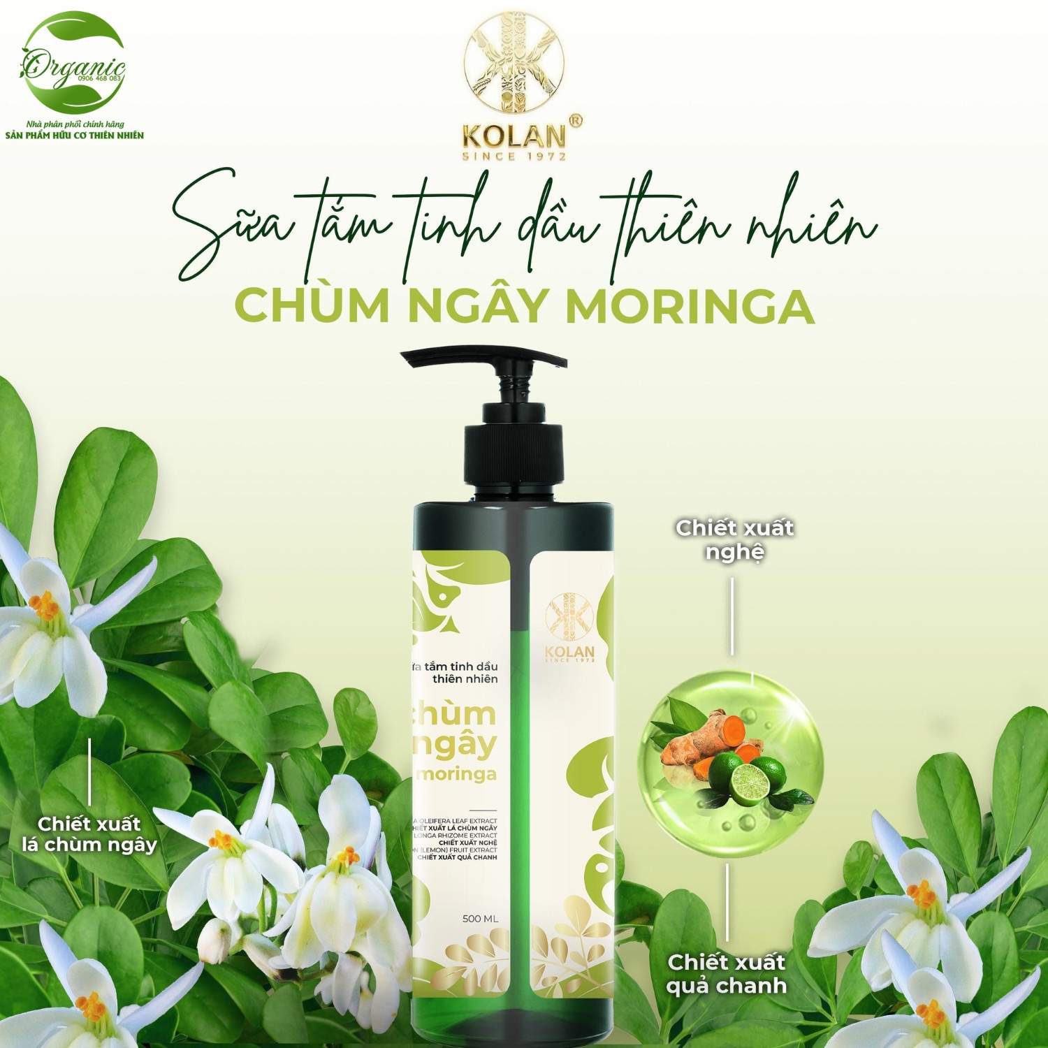 BODY SHOWER GEL CHÙM NGÂY MORINGA – 500 ml KOLAN