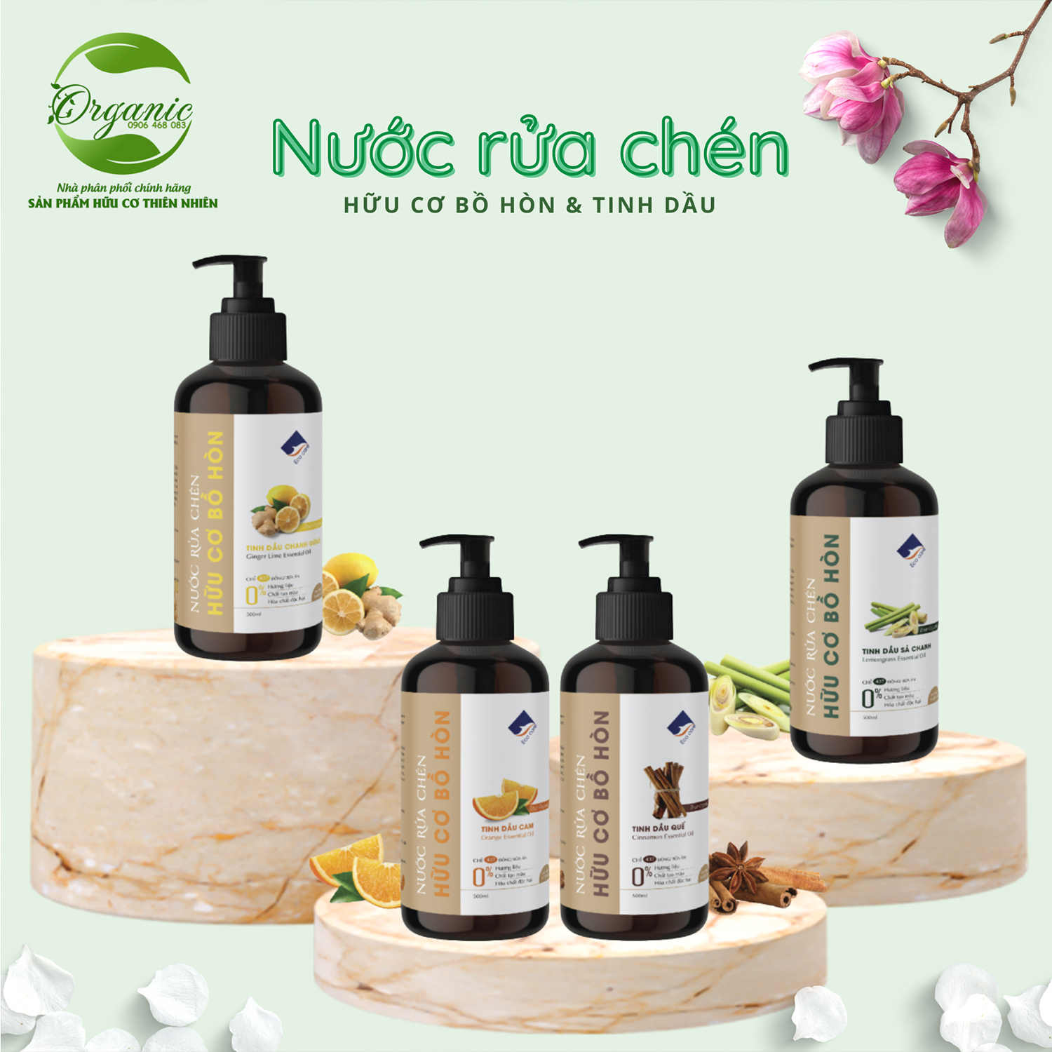 Nước rửa chén hữu cơ bồ hòn 0.5L Ecocare